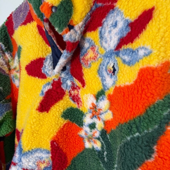 Ralph Lauren Floral Print Pile Pullover Colorful Sherpa Size Large - Picture 3 of 6